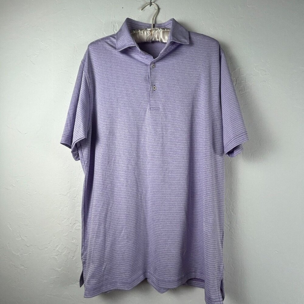 Fennec Highly Evolved Mens Purple Striped Classic Polo Shirt Medium Short Sleeve